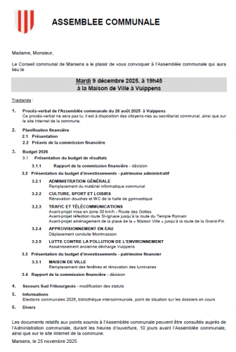 Image Assemblée communale | 9 décembre 2025